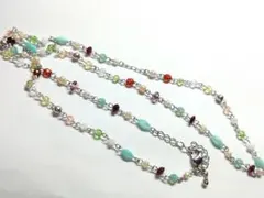 カラフルビーズのロングネックレス いろんな石の組み合わせ