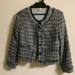 ノーカラーツイード ジャケット黒&白(NATURAL BEAUTY BASIC)