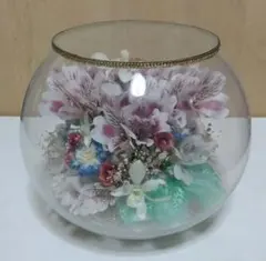 大型 造花 ガラス鉢 入り フラワー アート オブジェ 置物 美術品 NGD認定
