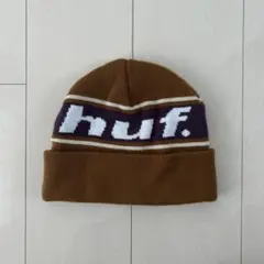 huf. ロゴ入りブラウンニット帽