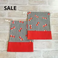 SALE☆巾着2点セット 給食袋 コップ入れ 巾着袋 ハンドメイド 入園入学