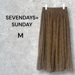 SEVENDAYS=SUNDAY ドット柄ロングスカート ブラウン 裏地ありのサムネイル