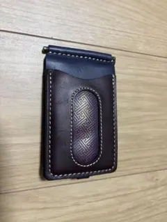 モンゴル産 本牛革 メンズマネークリップ＆カードウォレット