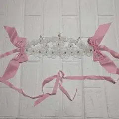 ラパフェ⭐︎バラとピンクレースリボンの姫系髪飾り⭐︎美品⭐︎姫