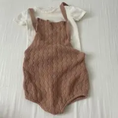 H&M オーガニックコットンロンパース EUR 92 ベージュ
