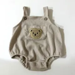 【未使用】ベージュ クマ刺繍ロンパース 66cm