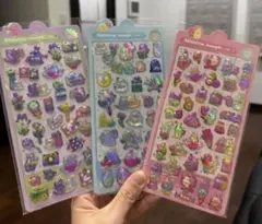 ぷくぷくシール　 3Dシール キャラクター 立体　ホログラム　シマエナガ　ねこ