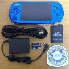 PSP-3000 ブルー メモリーカード4GB 充電器付