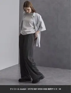 【新品未使用】ストライプワイドイージーパンツ　MONO-MARTのサムネイル