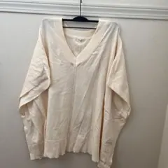 studio CLIP アイボリー Vネックニット 五分袖