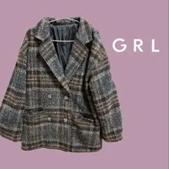 GRL チェック柄 ダブルブレストコート