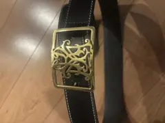 D&G風 ベルト ブラック ゴールドバックル ロゴ