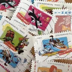 おしゃれな外国切手　フランス　イラスト　キャラクター　6種　24枚　海外切手
