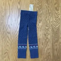 MUJI トナカイ柄ニットパンツ ベビー・ネイビー 90-100