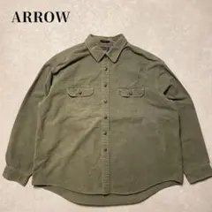 ARROW シャモアクロスシャツ 長袖 グリーン カーキオリーブ JCペニー古着のサムネイル