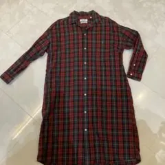 Gymphlex チェック柄ロングシャツワンピース M