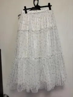 GU rokh 花柄チュールスカート ホワイト