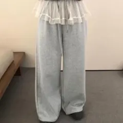 WEGO レースドッキングルーズスウェットパンツ