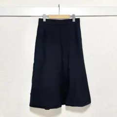 ドレステリア フレアスカート ウール100% タック ミディ丈 黒 日本製 38のサムネイル