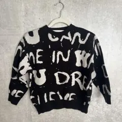 ZARA 9-10歳 140cm ボーイズ　男の子　黒白文字プリントセーター