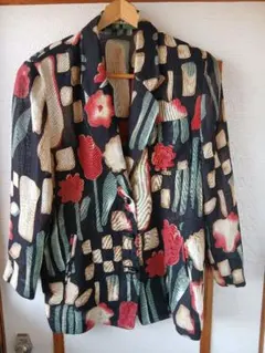 花柄　テーラードジャケット　シアー　シースルー　レトロ