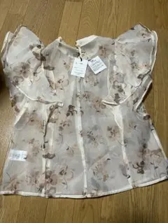 花柄シフォンシャツ 半袖