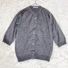 M0104 【七分袖カーディガン】 羽織 コットン綿100% リブ編み ボタン