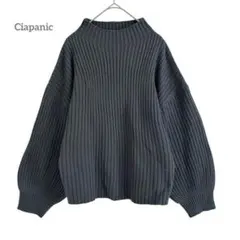 チャオパニック リブ編みニット セーター ボリュームスリーブ グレー 洗える