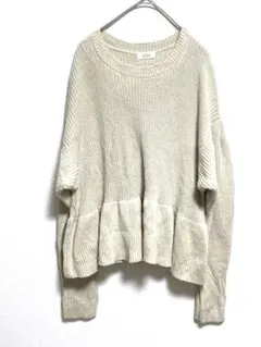 【LOWRYS FARM 】ベージュ ニット 長袖 フレア裾 フリーサイズ