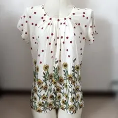 【元値8,195円】スカラー　scolar 花柄　ひまわり　ドット柄　Tシャツのサムネイル