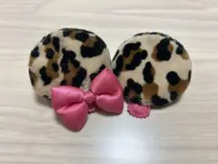ミニーマウス ヒョウ柄 ヘアピン