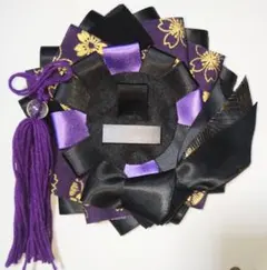 【WR10】痛ロゼット 和風 和柄 ブラック × パープル黒 紫 金