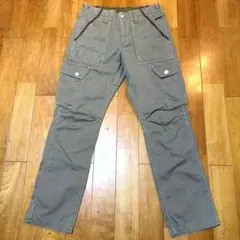 メンズ【美品 エドウィン】S カーキ カーゴパンツ 厚め コンチョ バンダナ柄裏
