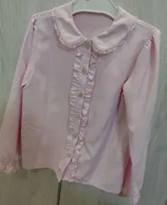ピンク フリル付き長袖シャツ 120cm