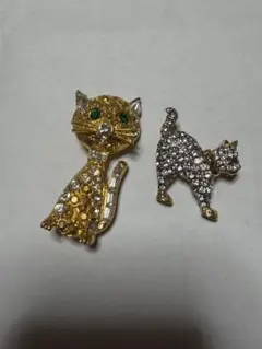 猫デザイン ブローチセット 2点