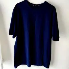 ★美品★プラスジェイ　スーピマコットンリラックスフィットクルーT　ネイビー　L