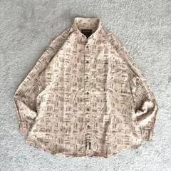 90s Wool rich フィッシング柄 魚 総柄 シャツ XLのサムネイル