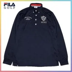 美品 フィラゴルフ 長袖 ポロシャツ メンズ L ネイビー アーガイル 総柄