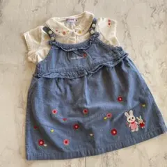 ミキハウス　ブラウス　ジャンパースカート　セット　80