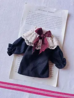 紅茶染めりぼんワンピース　ブライスアウトフィット　ハンドメイド　ネオブライスのサムネイル
