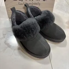 BEARPAM ベアパウ　グレー ファー付き ムートンブーツ