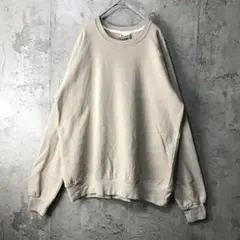 Y1133古着　トレーナー　スウェット　ベージュ　無地　90s Y2K