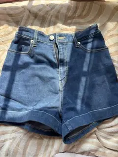 ダークブルー ハイウエストショートパンツ