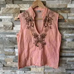 acute 刺繍装飾 アジアンテイスト　エスニック　ノースリーブ ビジューのサムネイル