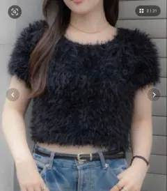 feather tulle knit T-shirt senee
