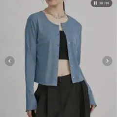 Aunt Marie's 2WAY クロップドカーディガン ブルーのサムネイル