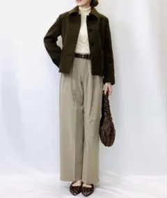 今期 GU タックワイドパンツ 베이지