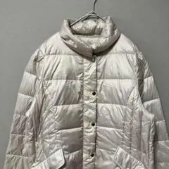 Three Flora ダウンジャケット(L)ライトベージュ　ジップ軽量あったか