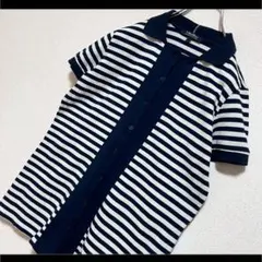 'S MAX MARA マックスマーラ シャツ 半袖 ボーダー 紺白 Lのサムネイル