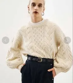 CLANE CABLE PUFF KNIT TOPS WHITE サイズ2